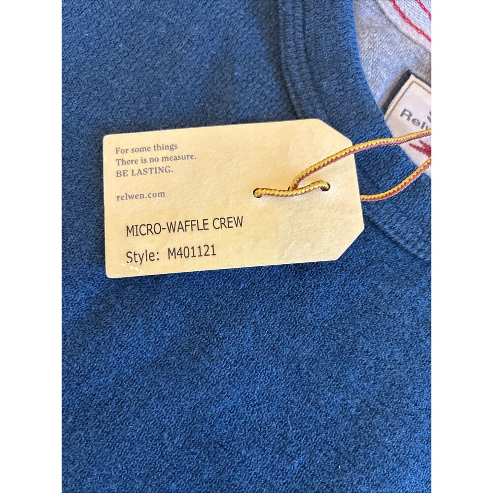 NWT Relwen Micro Waffle Crew, Exclusive, Long Sleeve, Men Size S, Blue - Picture 5 of 8